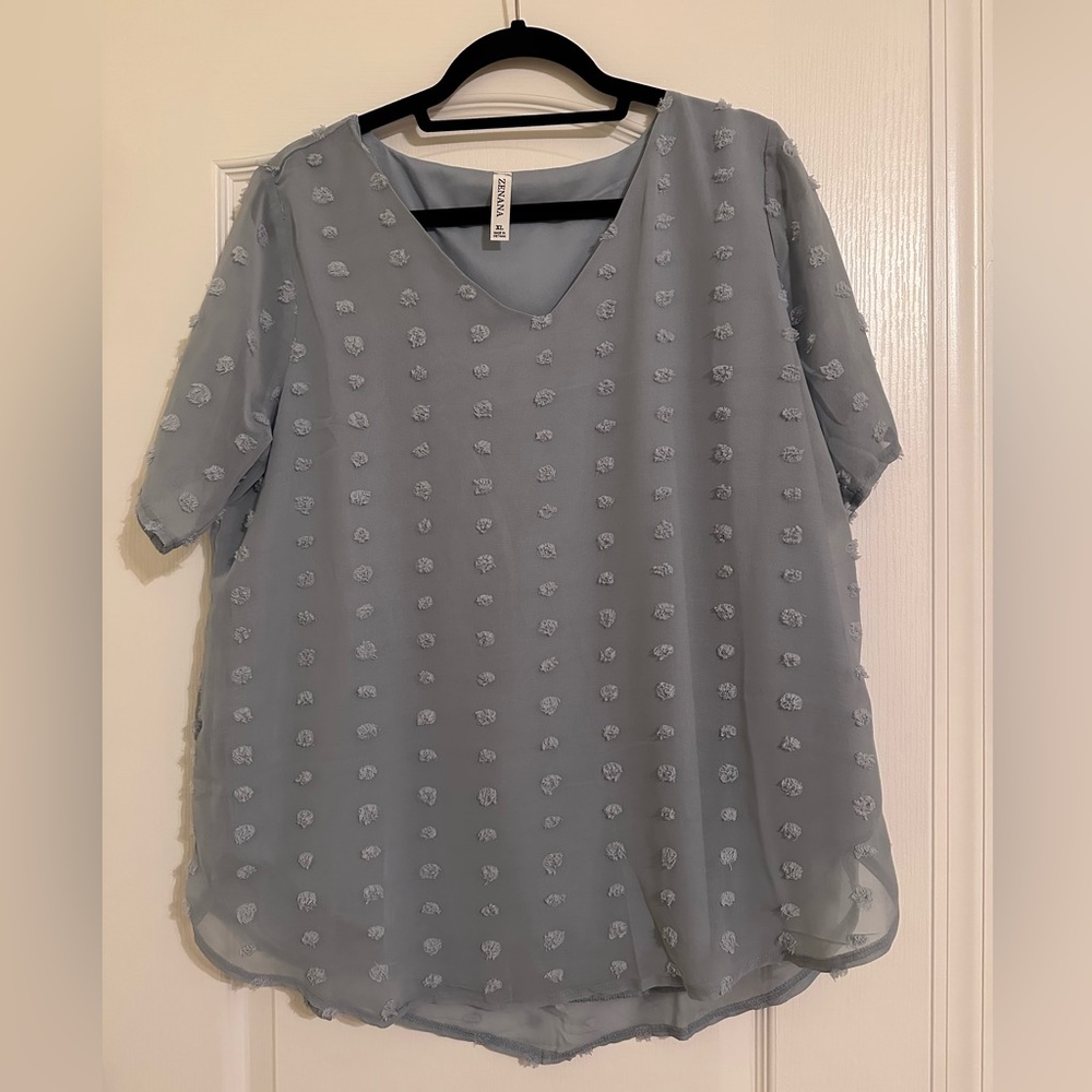 Swiss Dot XL Zenana blouse, true to size.